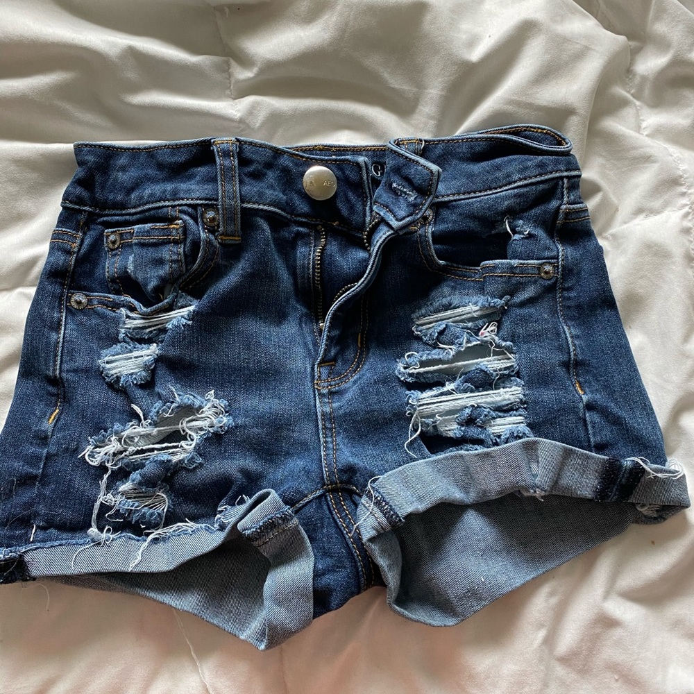 american eagle ripped jean shorts